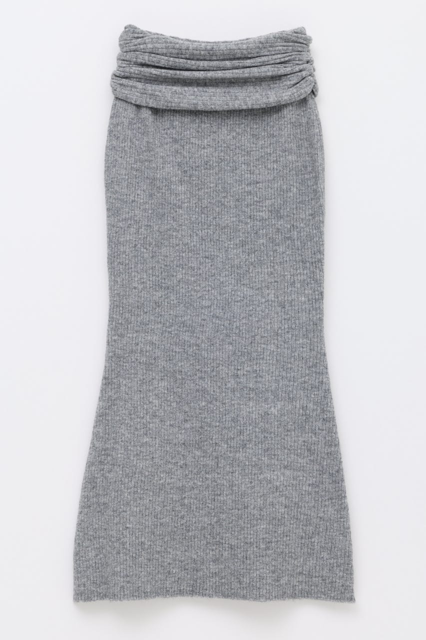 RIB KNIT MAXI スカート T.GRY S