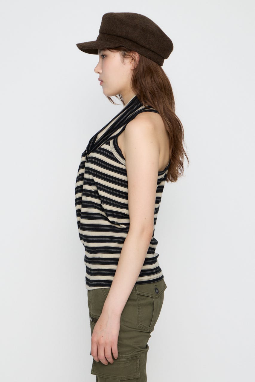 NECK TIE NOSLEEVE トップス BLK FREE