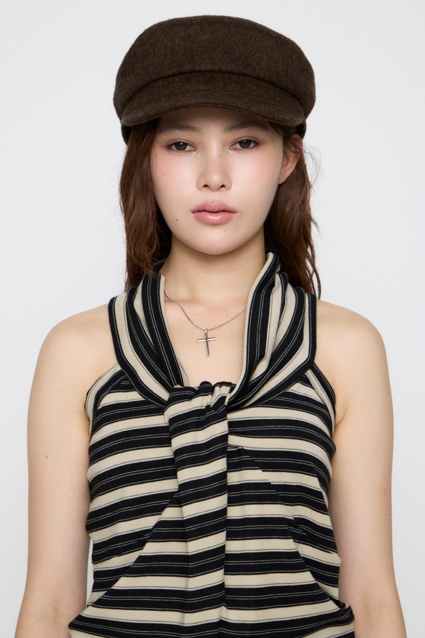 NECK TIE NOSLEEVE トップス BLK FREE