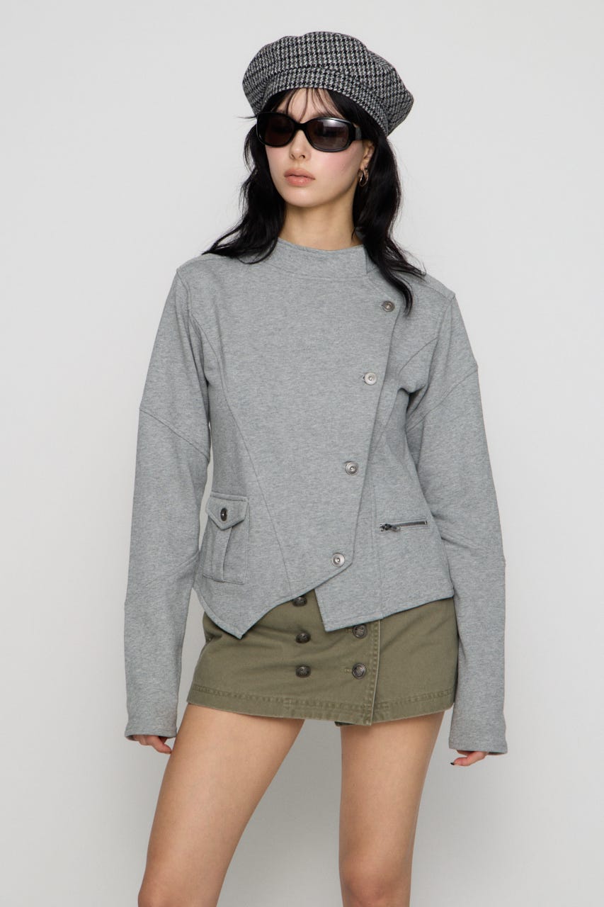 SIDE BUTTON CUT ジャケット T.GRY FREE