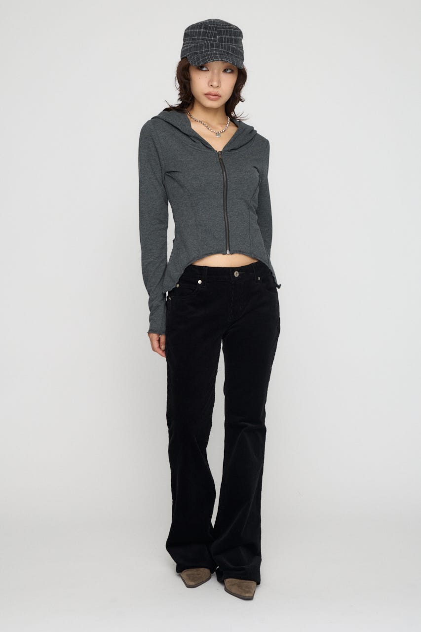 RANDOM CUT OFF ZIP フーディ C.GRY FREE