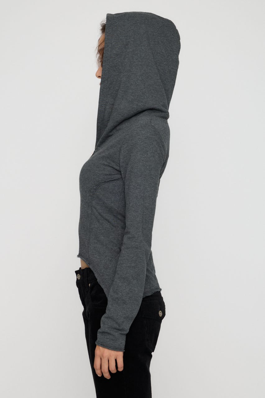 RANDOM CUT OFF ZIP フーディ C.GRY FREE