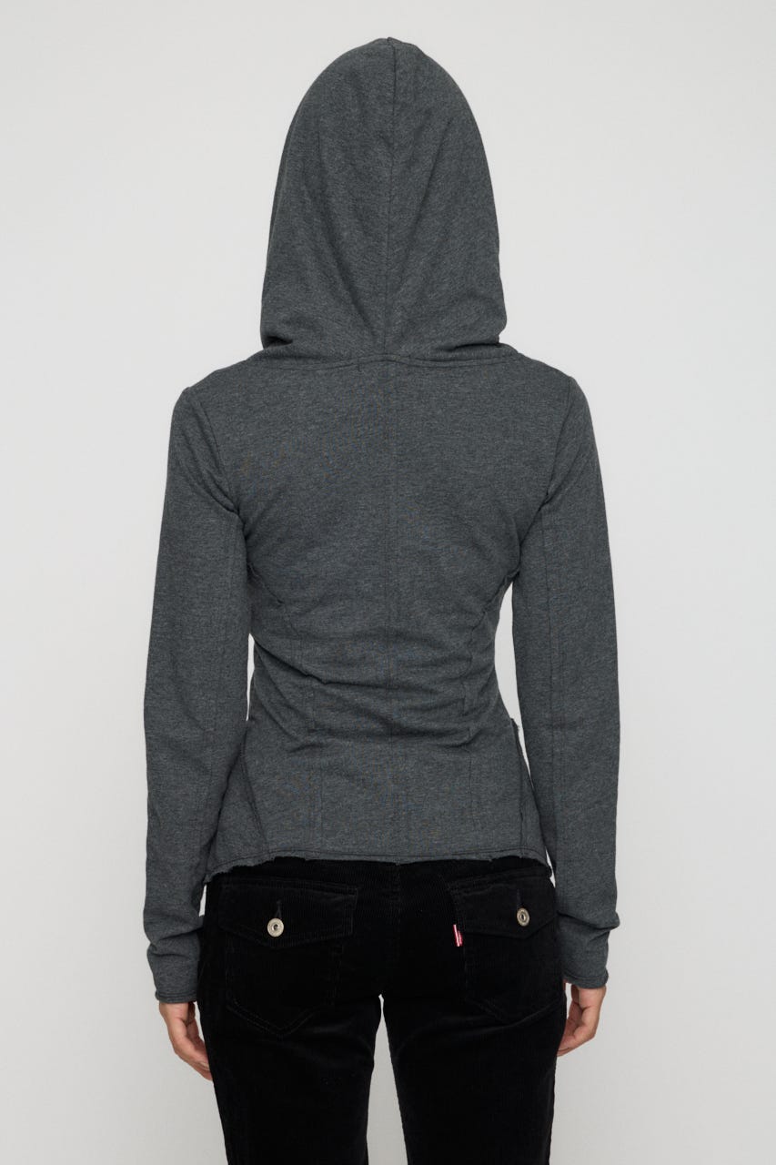 RANDOM CUT OFF ZIP フーディ C.GRY FREE