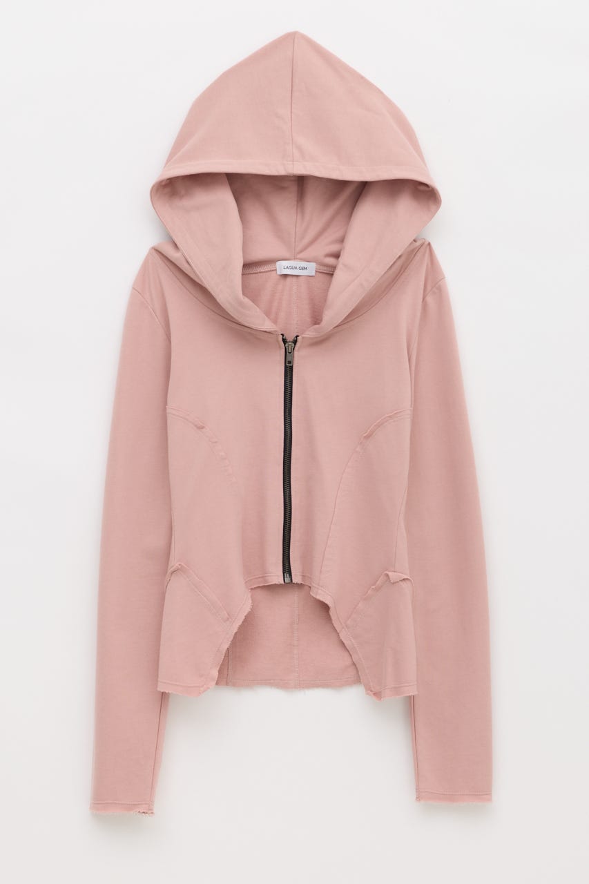 RANDOM CUT OFF ZIP フーディ L/PNK FREE