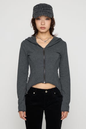 RANDOM CUT OFF ZIP フーディ