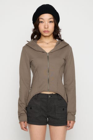 RANDOM CUT OFF ZIP フーディ