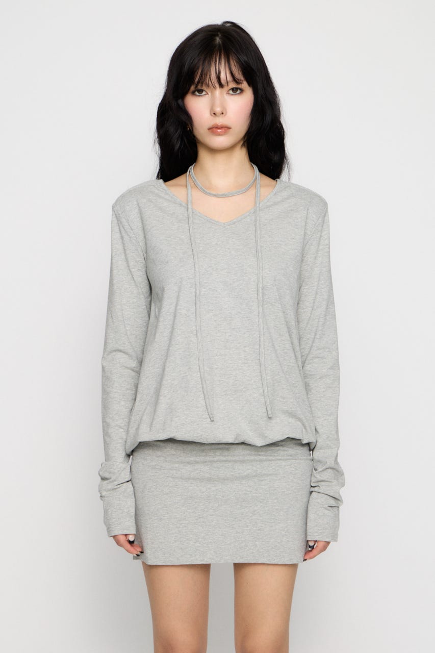 SHOULDER PAD ミニワンピース T.GRY M