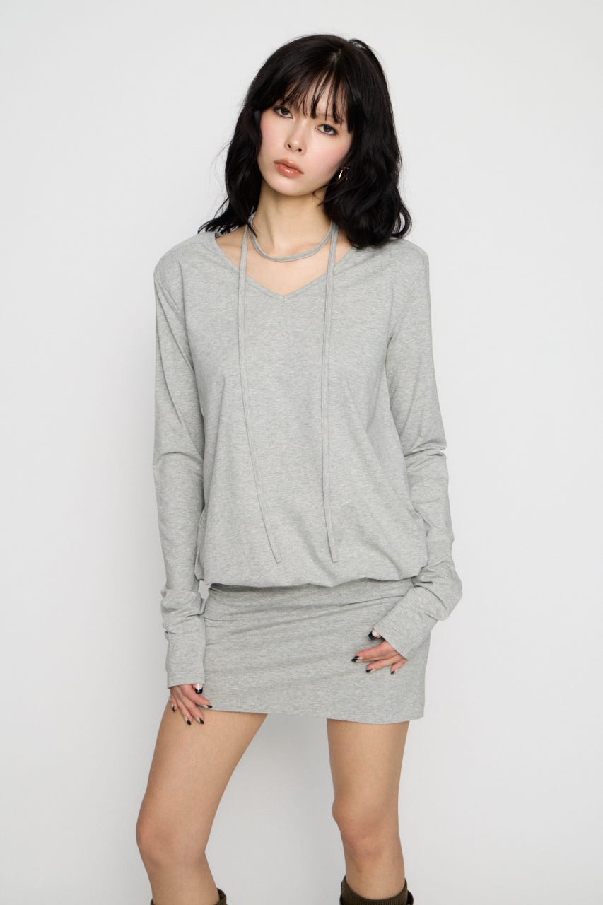 SHOULDER PAD ミニワンピース T.GRY M