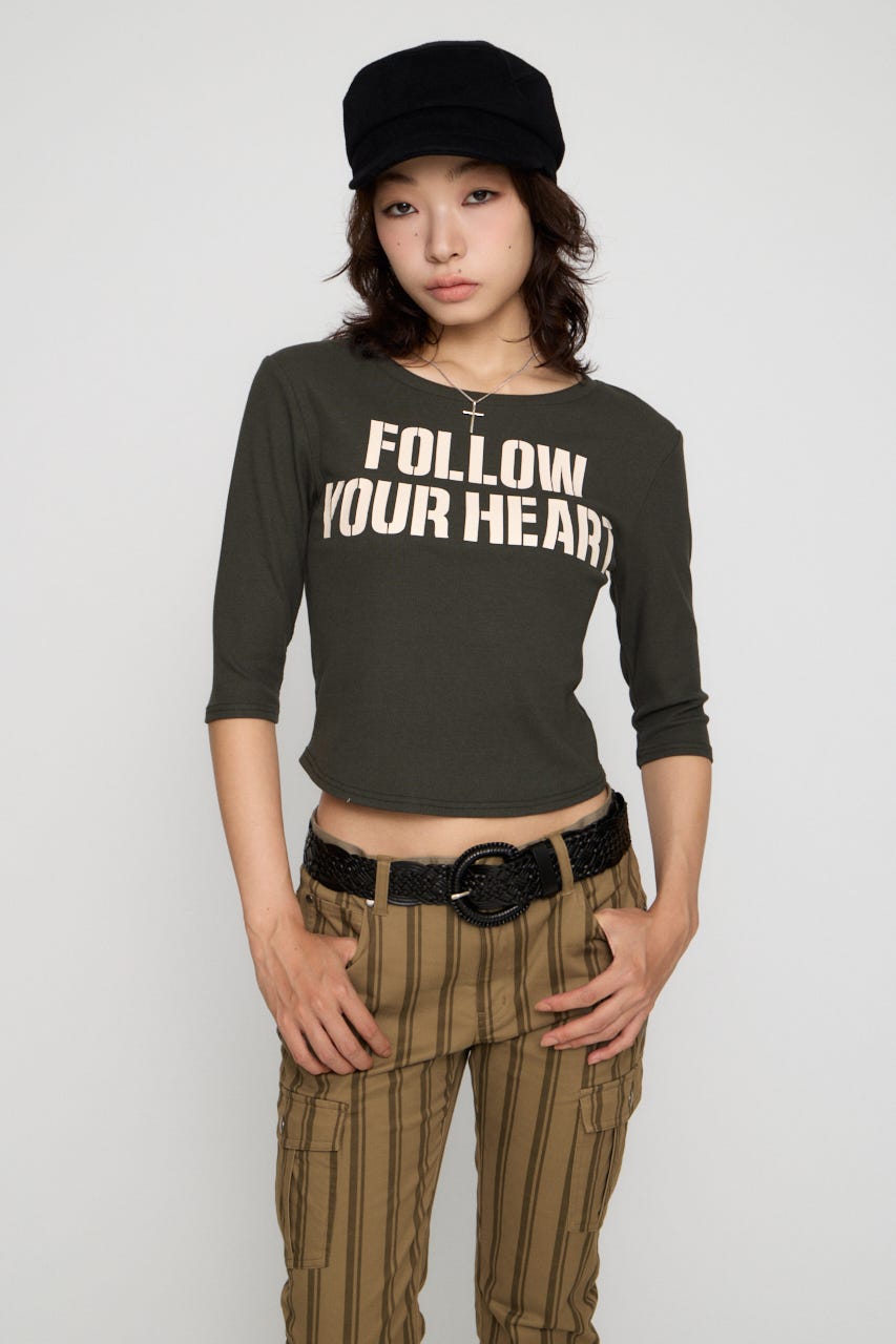 IMPACT LETTERING トップス L/BLK FREE