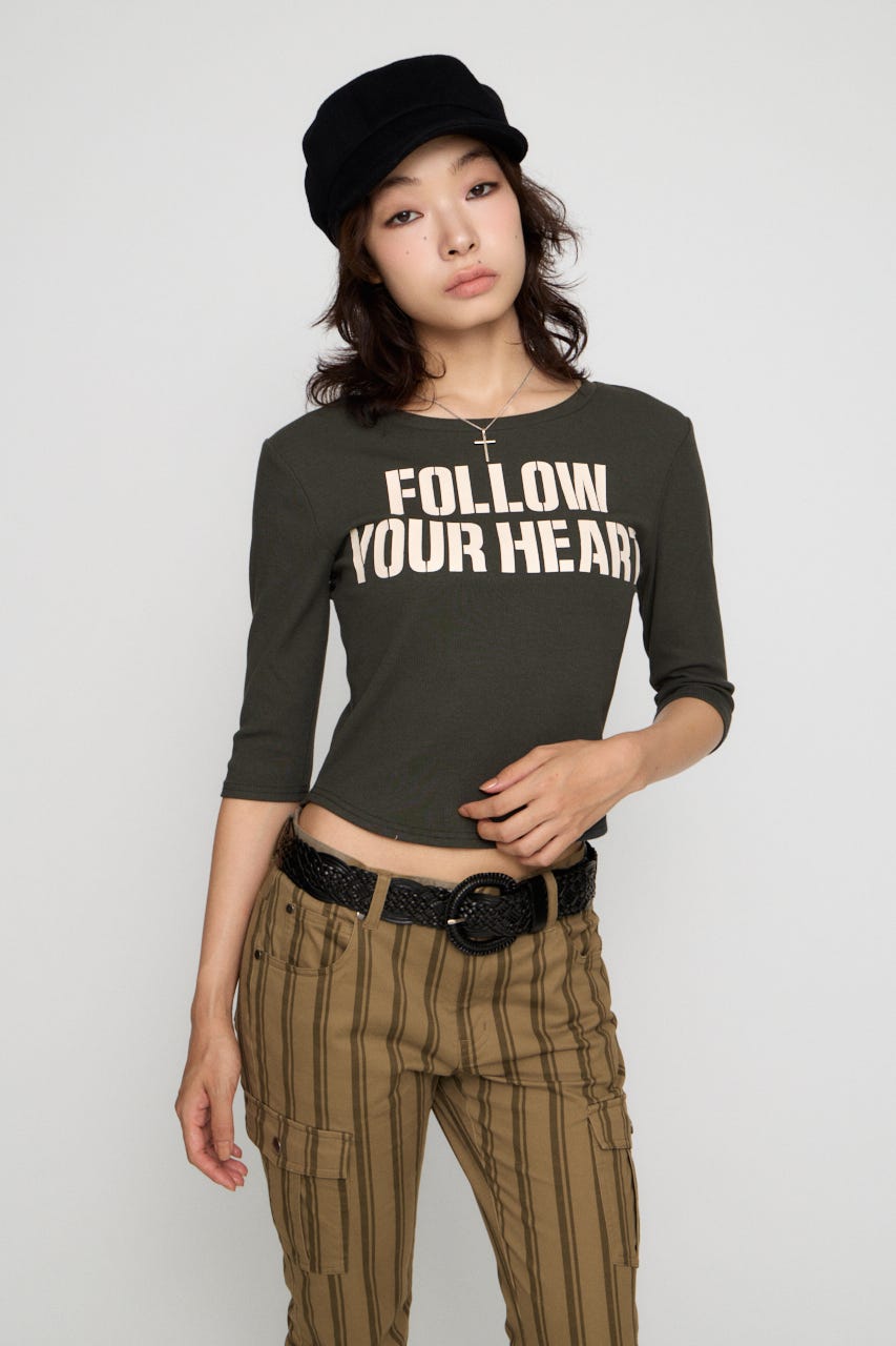 IMPACT LETTERING トップス L/BLK FREE