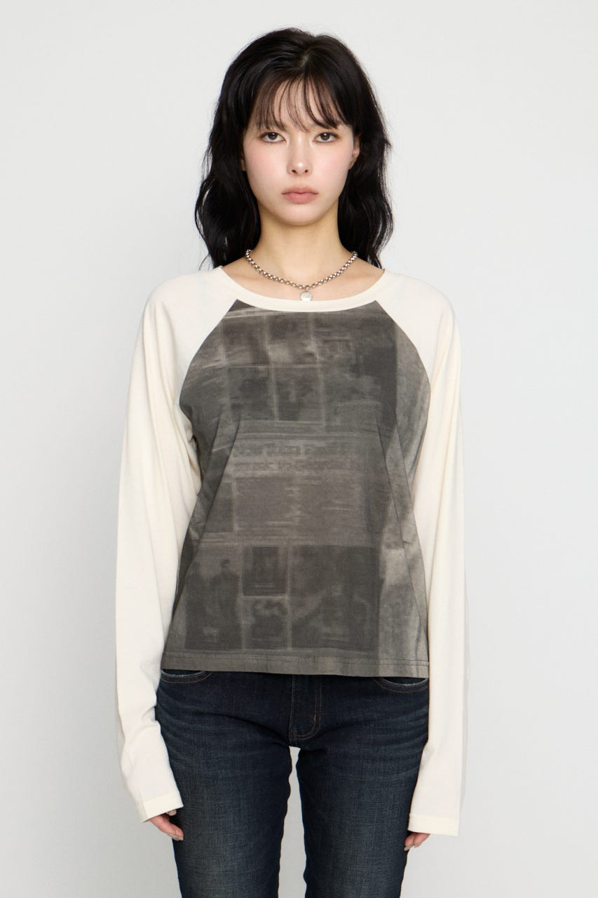 PHOTO PRINT RAGLAN トップス WHT FREE