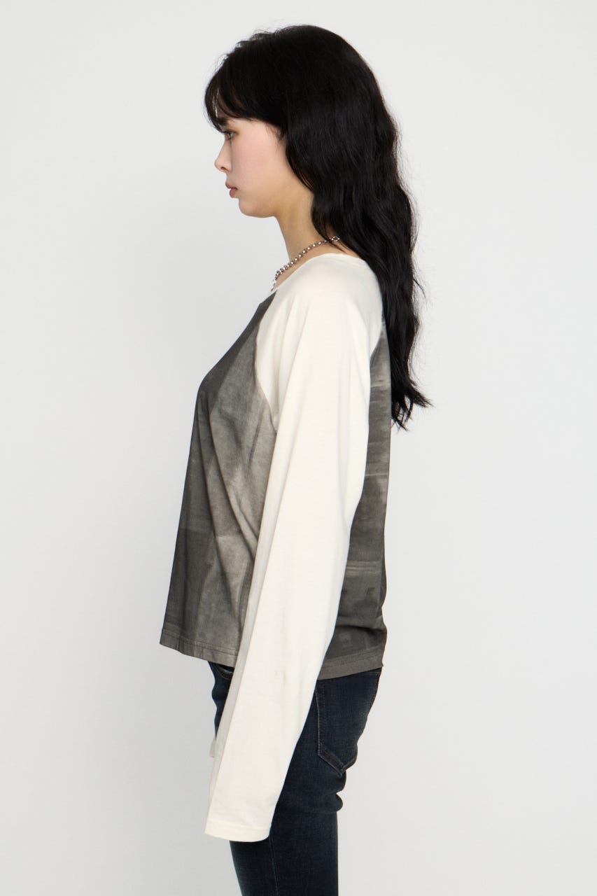 PHOTO PRINT RAGLAN トップス WHT FREE