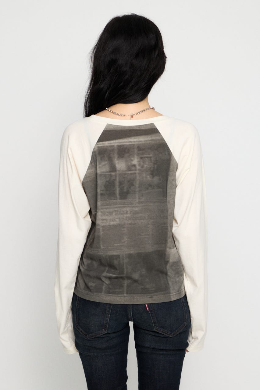PHOTO PRINT RAGLAN トップス WHT FREE