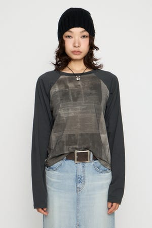 PHOTO PRINT RAGLAN トップス