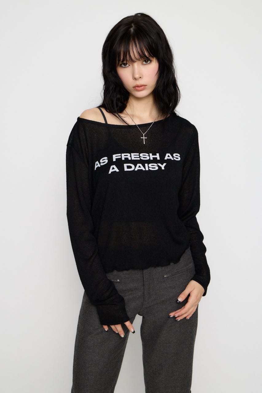 LOOSEY PRINT トップス BLK FREE