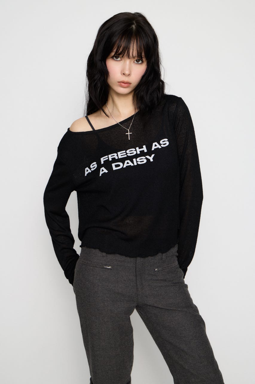 LOOSEY PRINT トップス BLK FREE
