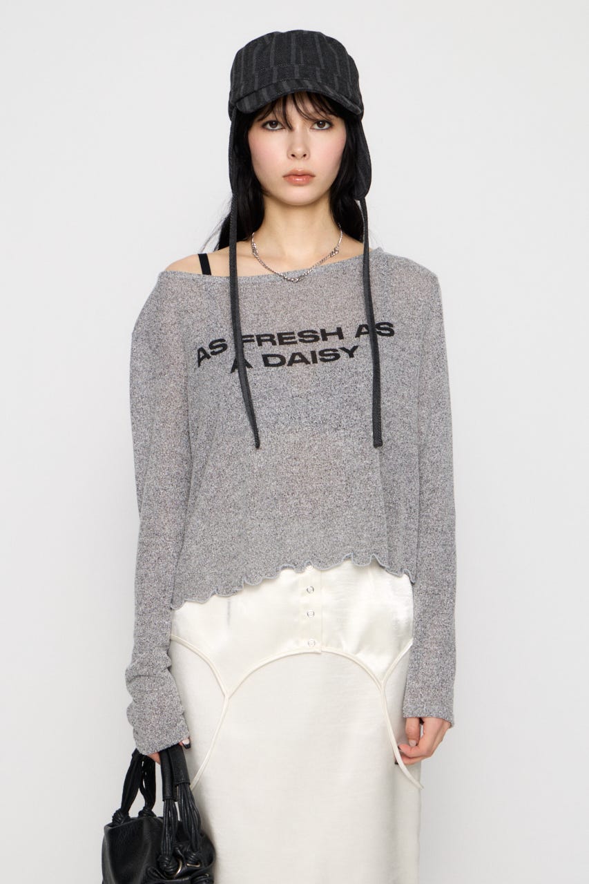 LOOSEY PRINT トップス GRY FREE