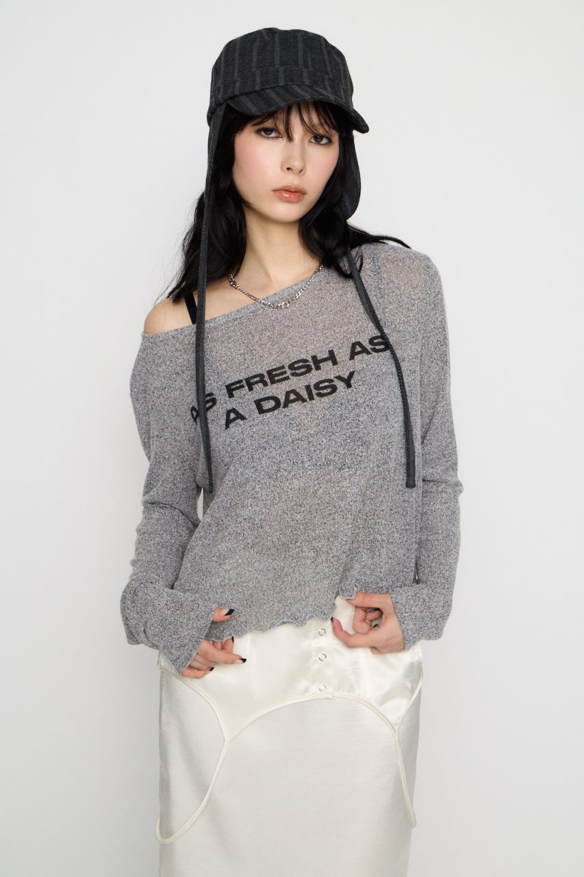 LOOSEY PRINT トップス GRY FREE