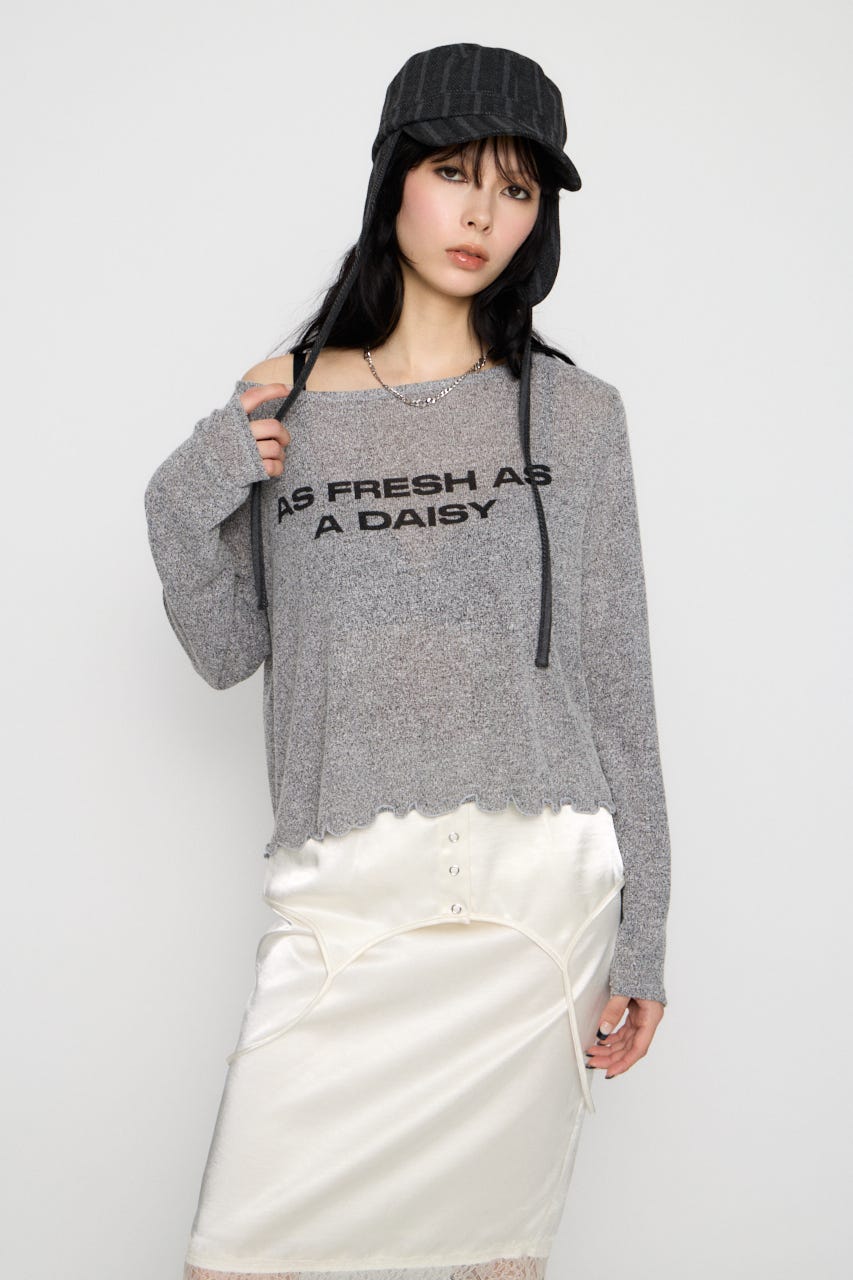 LOOSEY PRINT トップス GRY FREE