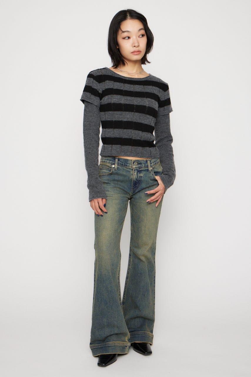 LEDA LOW WAIST FLARE デニム BLU 22inch