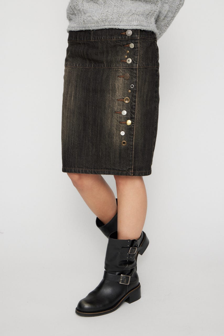 VARIOUS BUTTON DENIM スカート BLK S