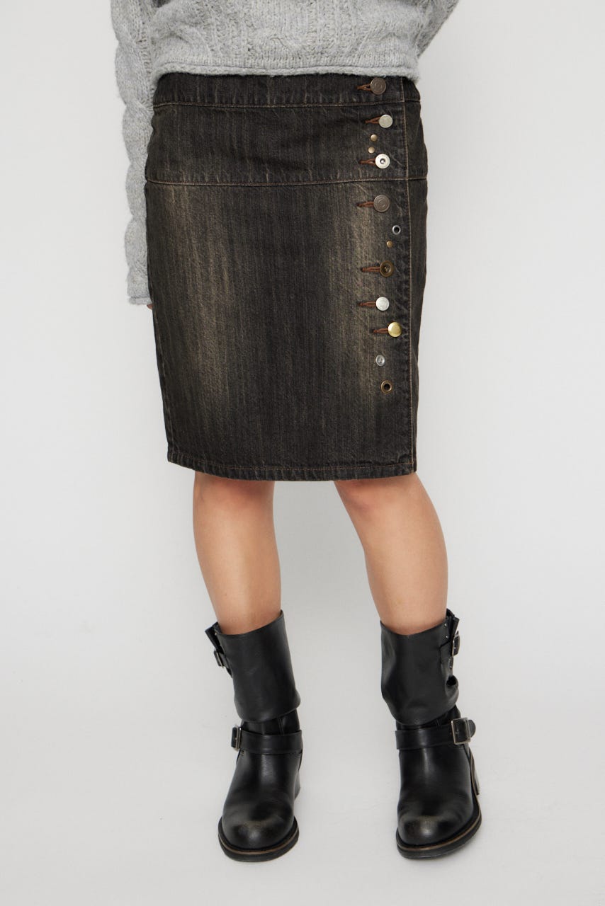 VARIOUS BUTTON DENIM スカート BLK S