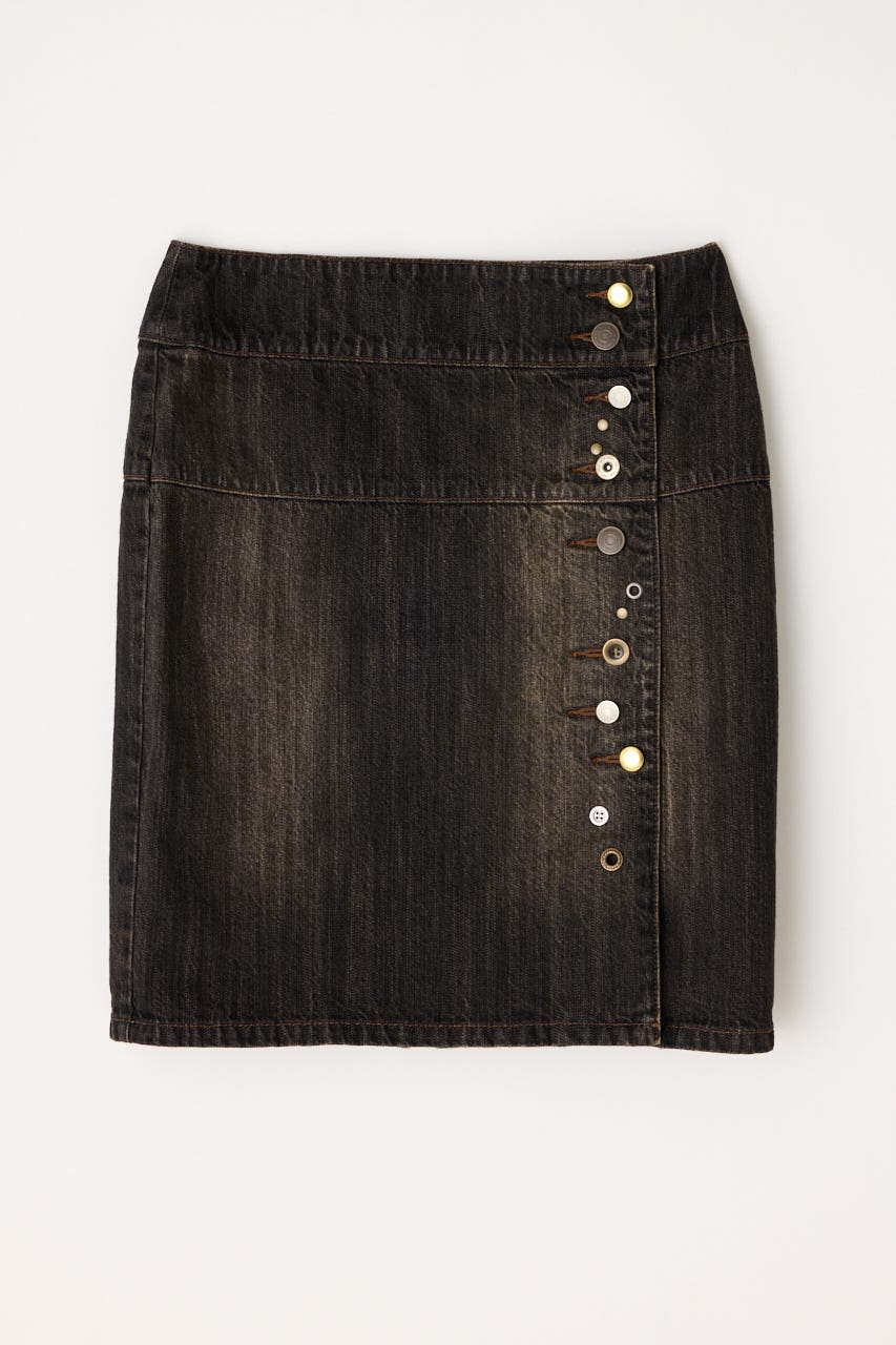 VARIOUS BUTTON DENIM スカート BLK S