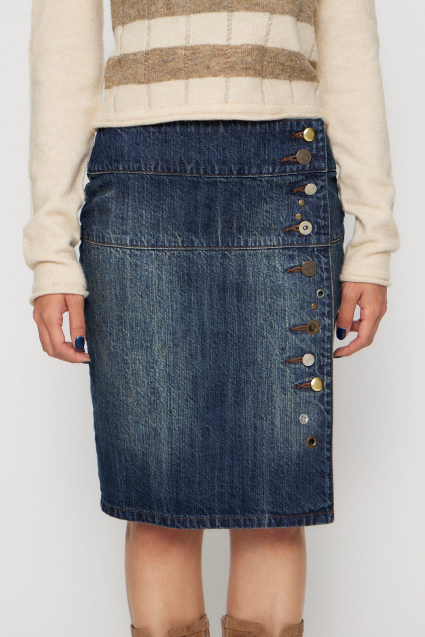 VARIOUS BUTTON DENIM スカート BLU S