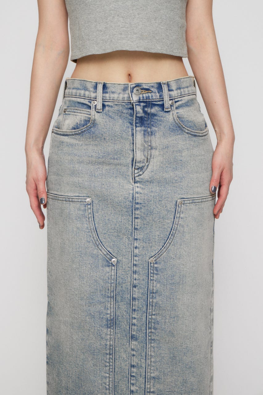DOUBLE KNEE LONG DENIM スカート L/BLU XS