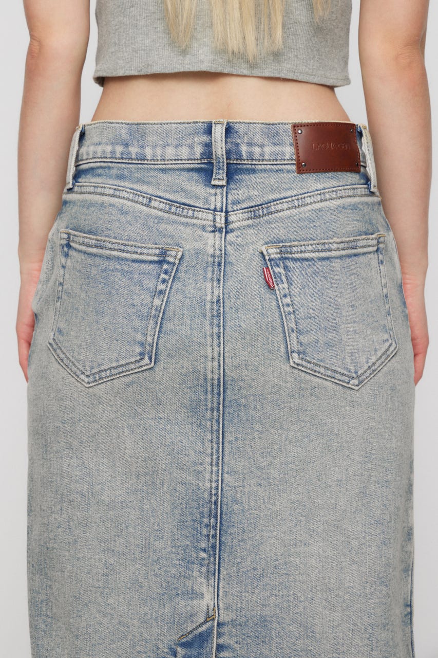 DOUBLE KNEE LONG DENIM スカート L/BLU XS