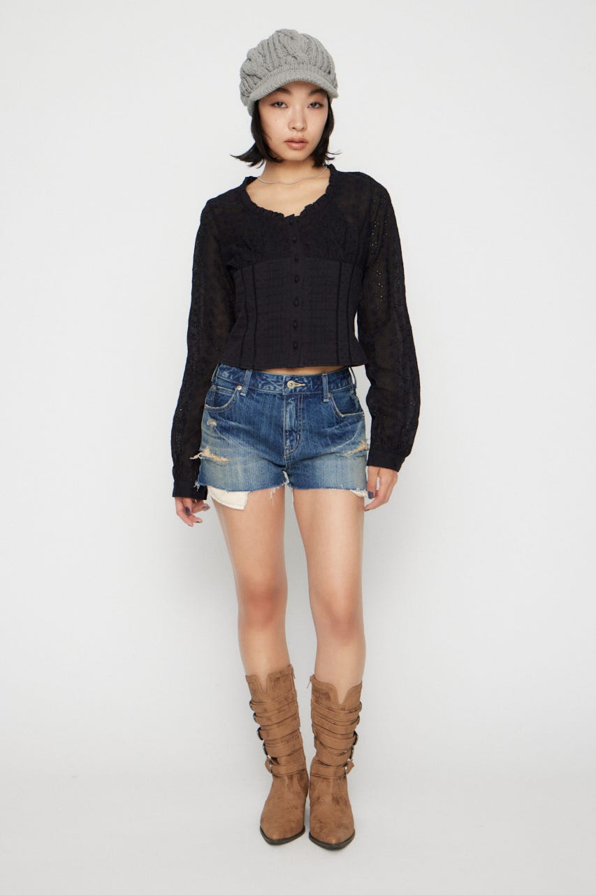 CRASH COMPACT DENIM ショートパンツ BLU S