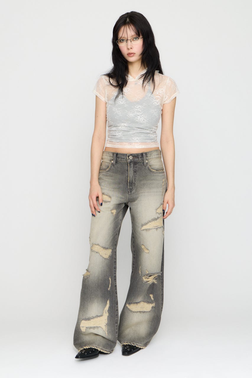 CRASH WASH LOOSEY デニム BLK 22inch