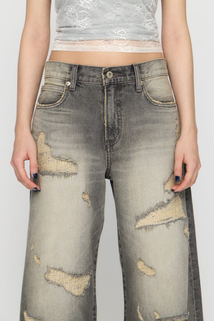 CRASH WASH LOOSEY デニム BLK 22inch