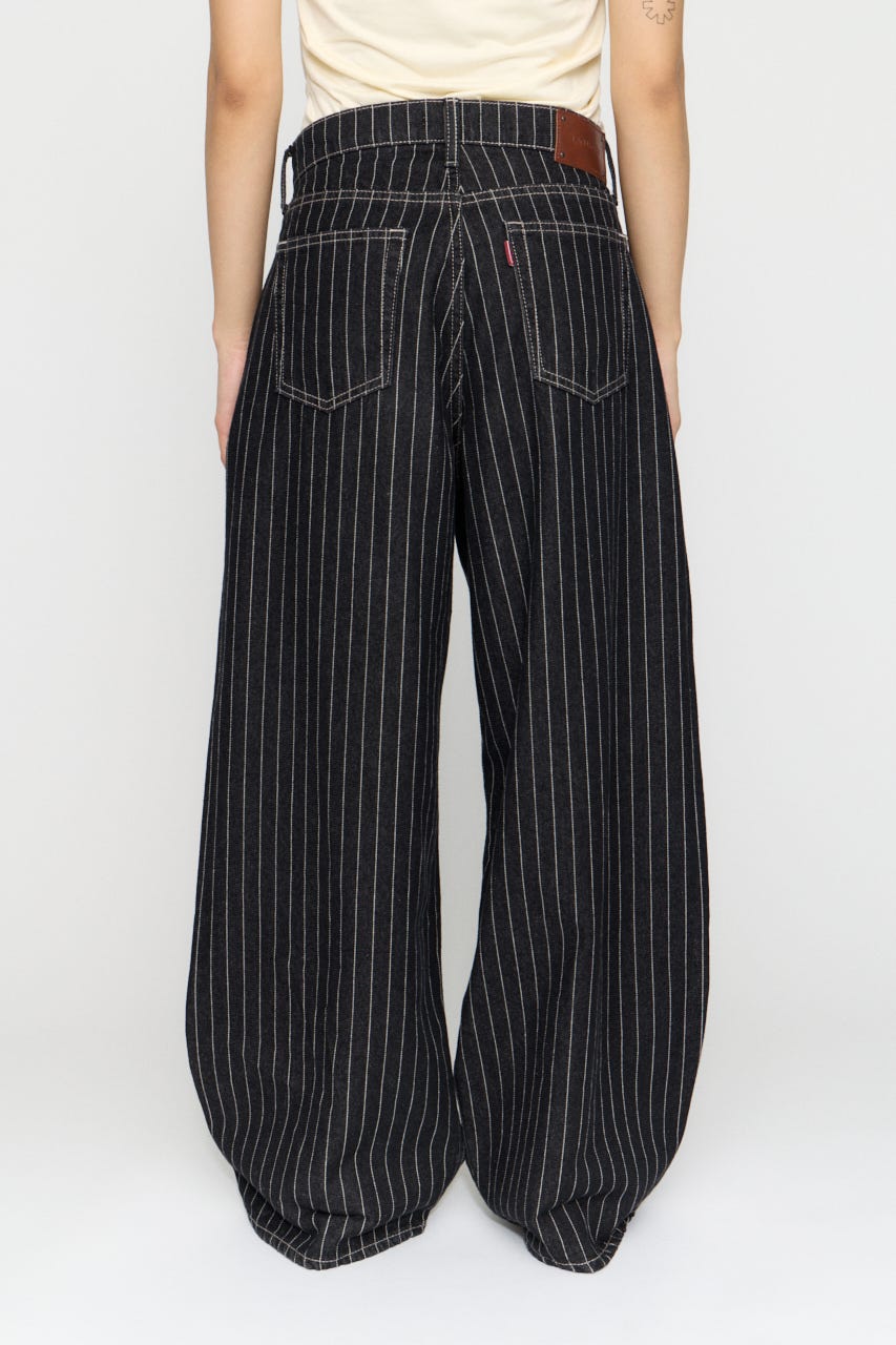 STRIPE TUCK WIDE デニム BLK 25inch