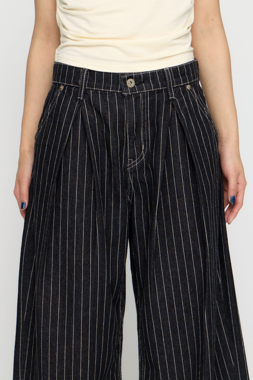 STRIPE TUCK WIDE デニム BLK 25inch