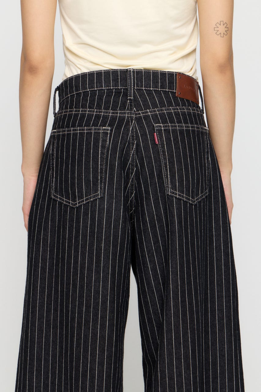 STRIPE TUCK WIDE デニム BLK 25inch