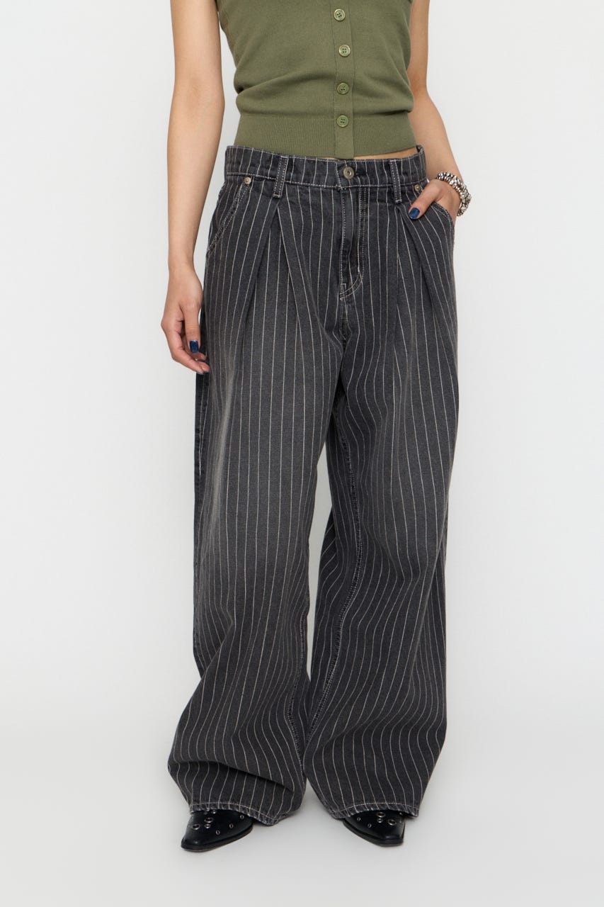 STRIPE TUCK WIDE デニム GRY 26inch