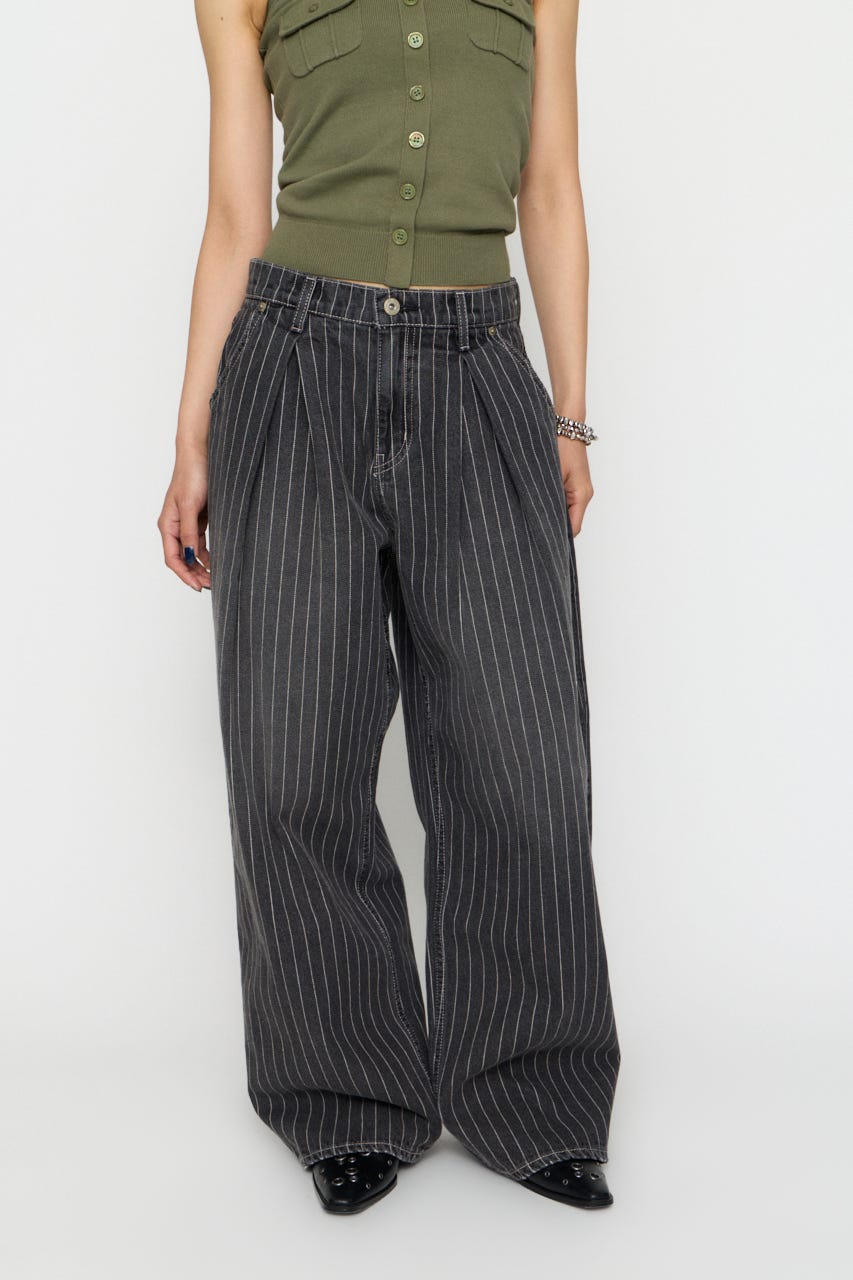 STRIPE TUCK WIDE デニム GRY 26inch