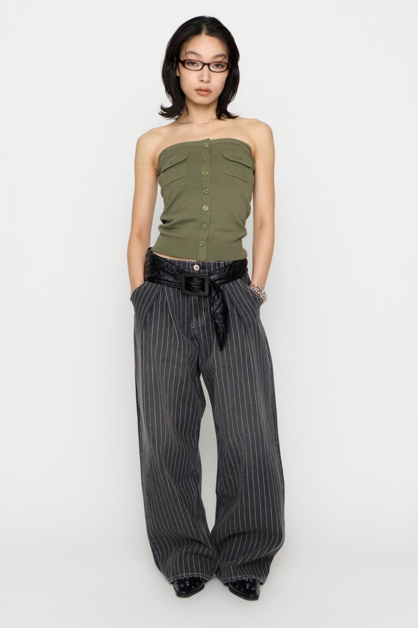 STRIPE TUCK WIDE デニム GRY 26inch