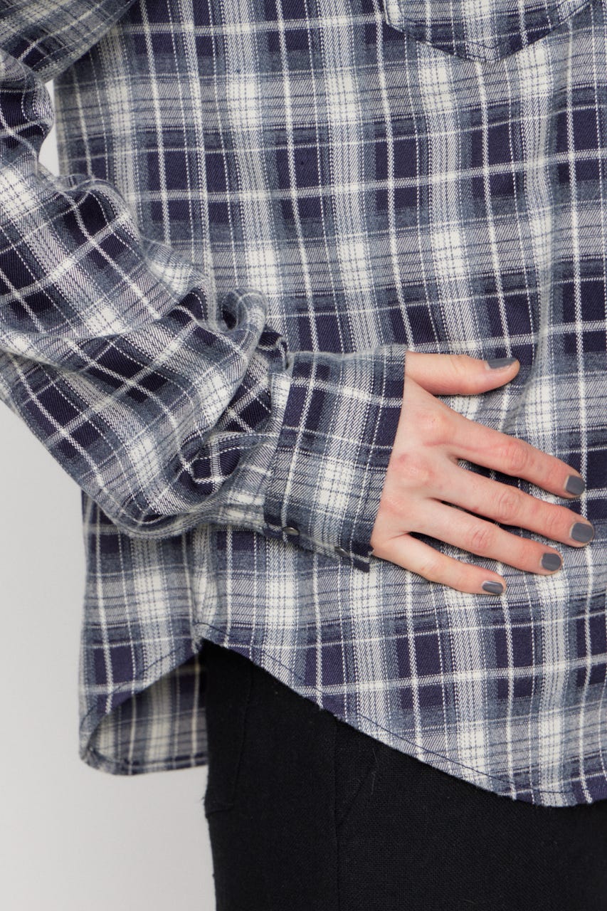 CHECK STUDS POCKET シャツ NVY FREE