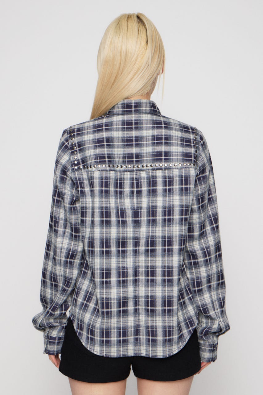 CHECK STUDS POCKET シャツ NVY FREE