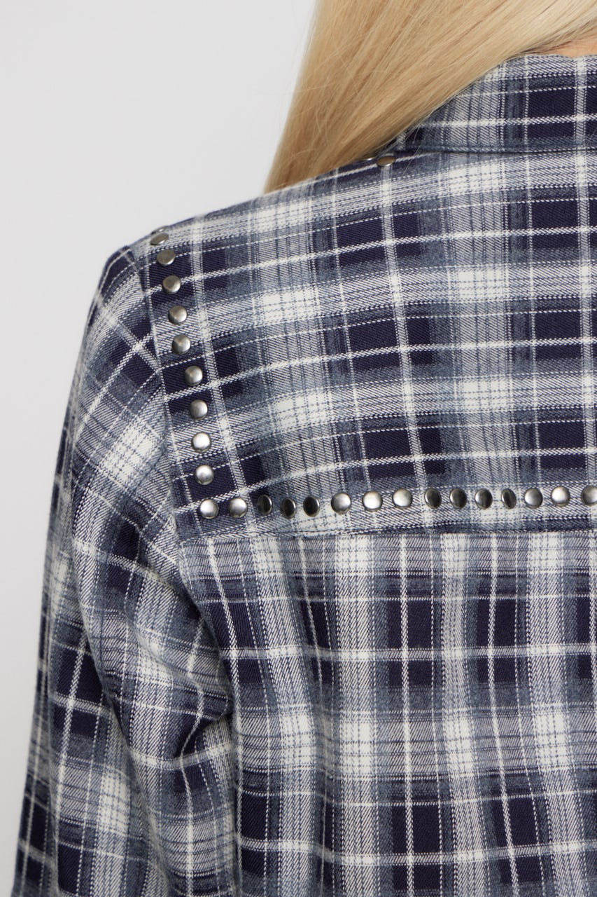 CHECK STUDS POCKET シャツ NVY FREE