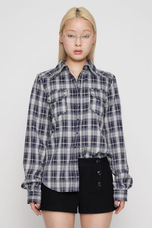 CHECK STUDS POCKET シャツ