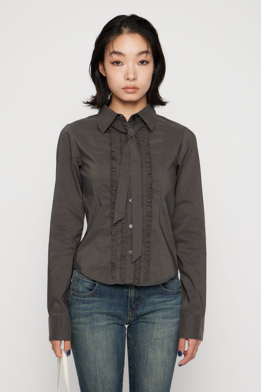 FRONT FRILL COMPACT シャツ GRY FREE