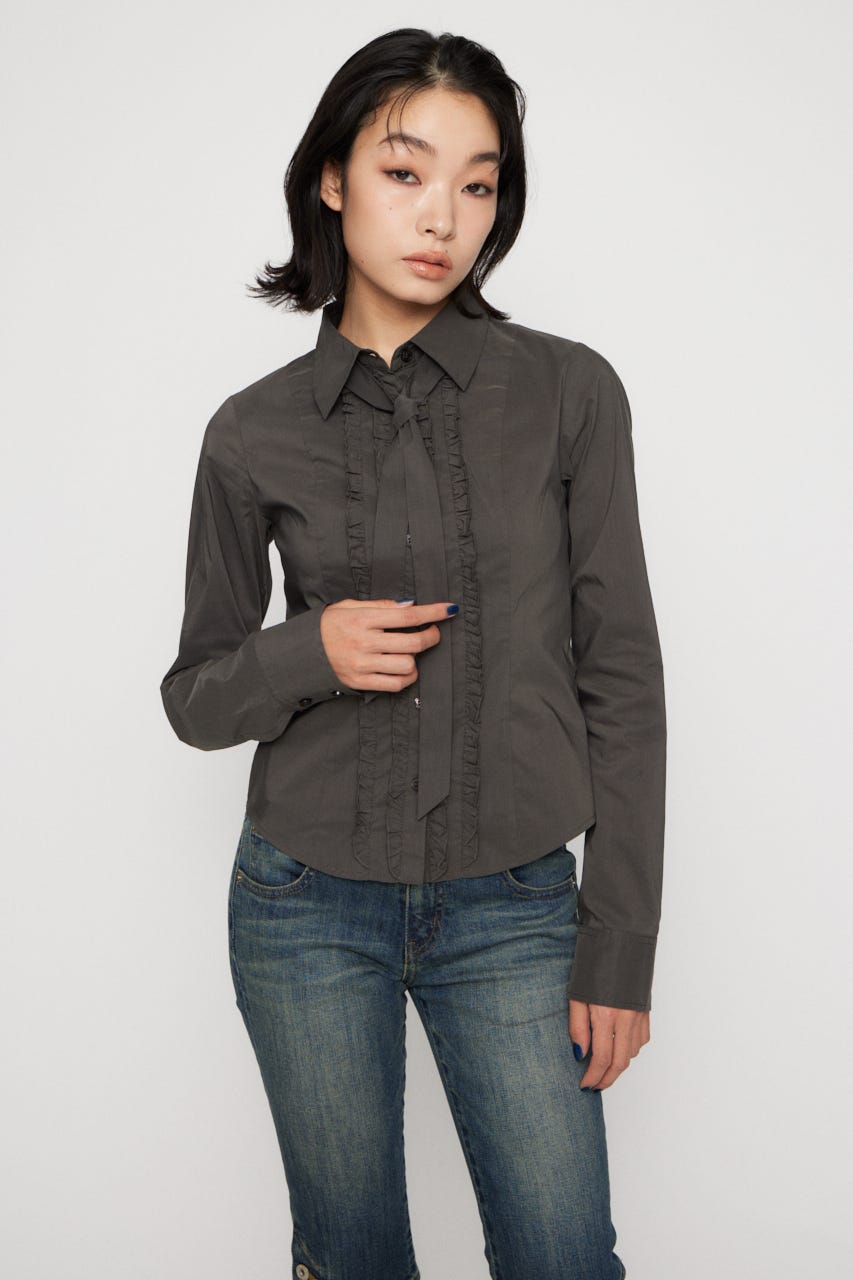 FRONT FRILL COMPACT シャツ GRY FREE