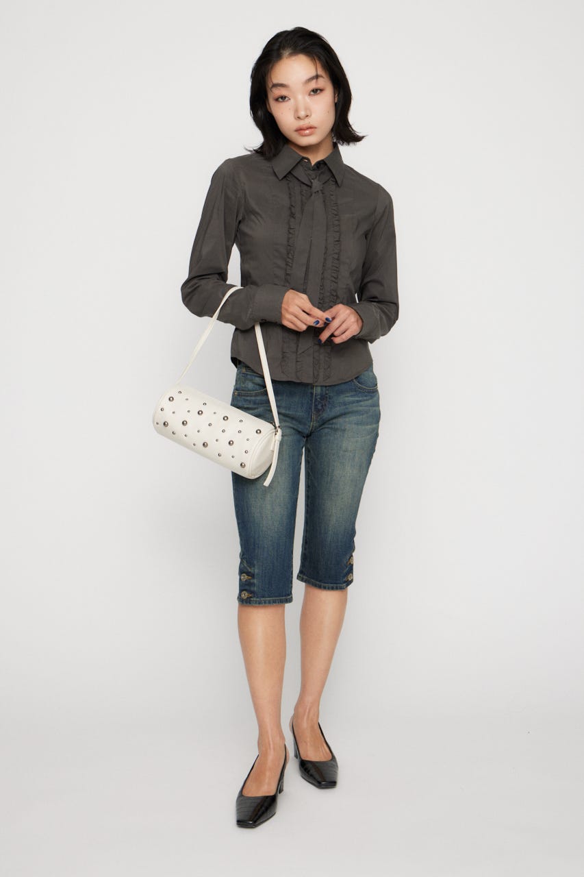 FRONT FRILL COMPACT シャツ GRY FREE