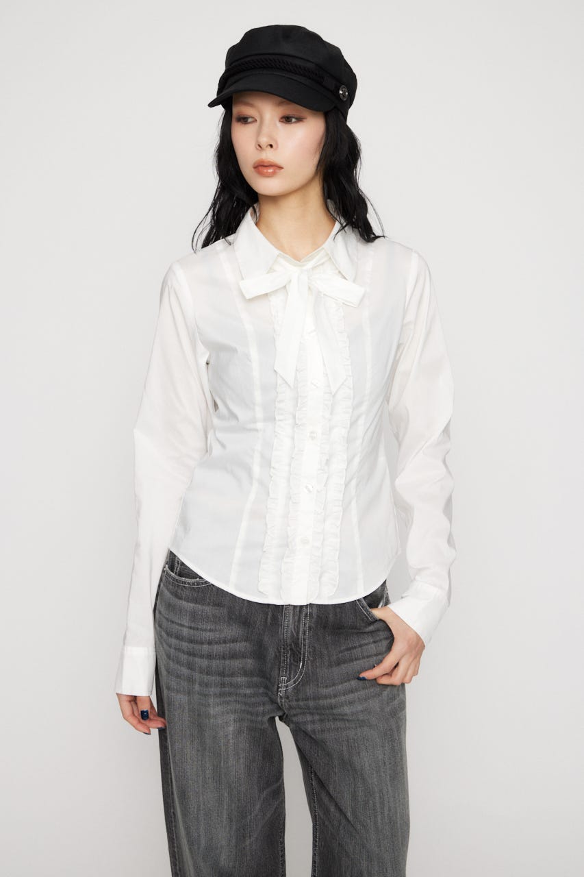 FRONT FRILL COMPACT シャツ WHT FREE