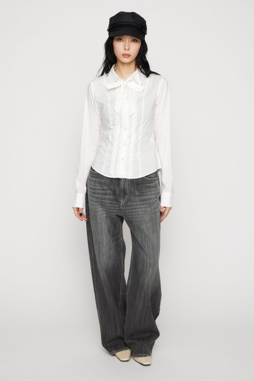 FRONT FRILL COMPACT シャツ WHT FREE