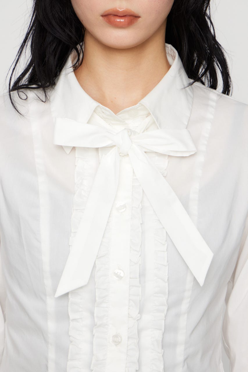 FRONT FRILL COMPACT シャツ WHT FREE
