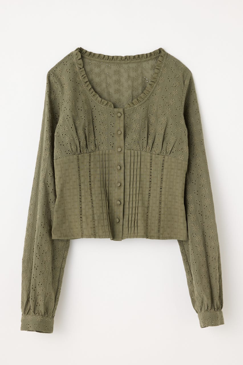 FRILL NECK COTTON ブラウス KHA FREE